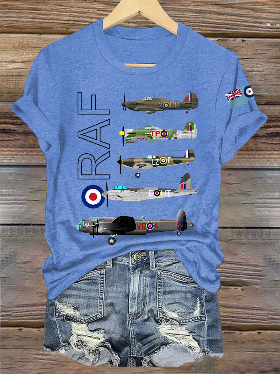 Women's Vintage Aircraft Spitfire Lancaster Typhoon Hurricane Mosquito Casual Tee