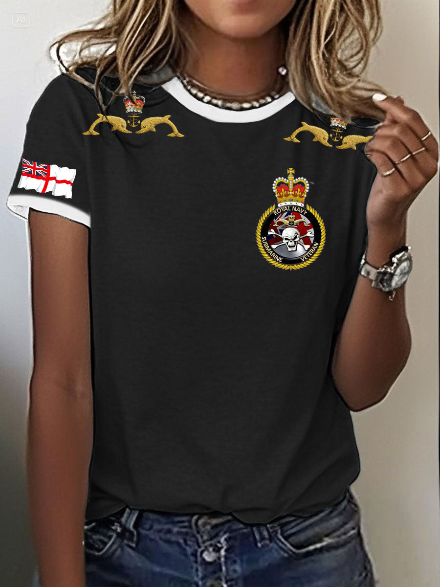 Women's Navy Veteran Printed T-shirt