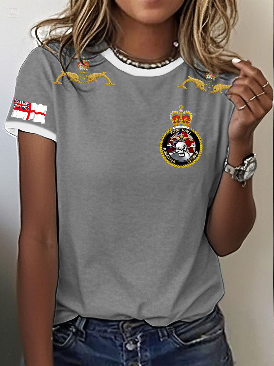 Women's Navy Veteran Printed T-shirt