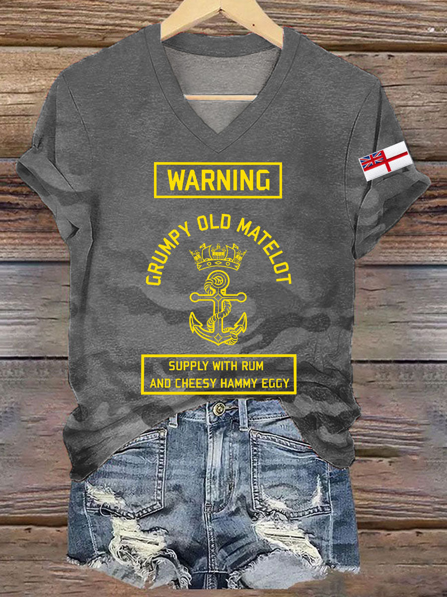 Women's Navy Veteran Printed T-shirt