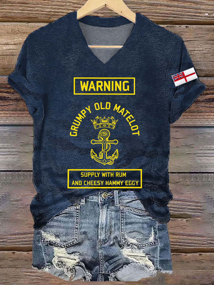 Women's Navy Veteran Printed T-shirt