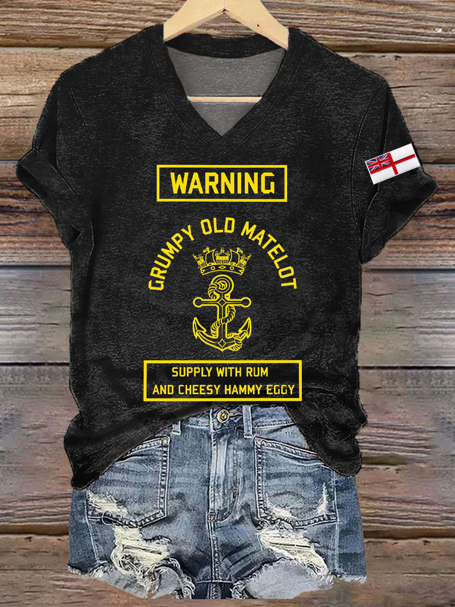 Women's Navy Veteran Printed T-shirt