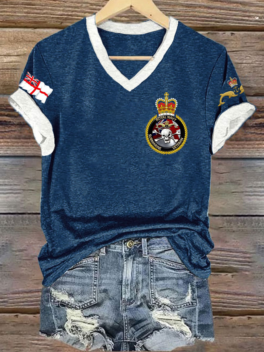 Women's Navy Veteran Printed T-shirt