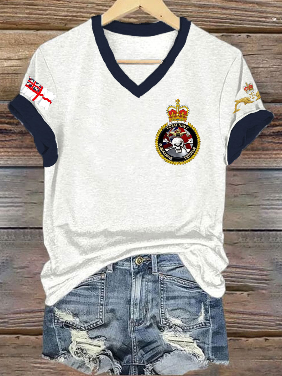 Women's Navy Veteran Printed T-shirt