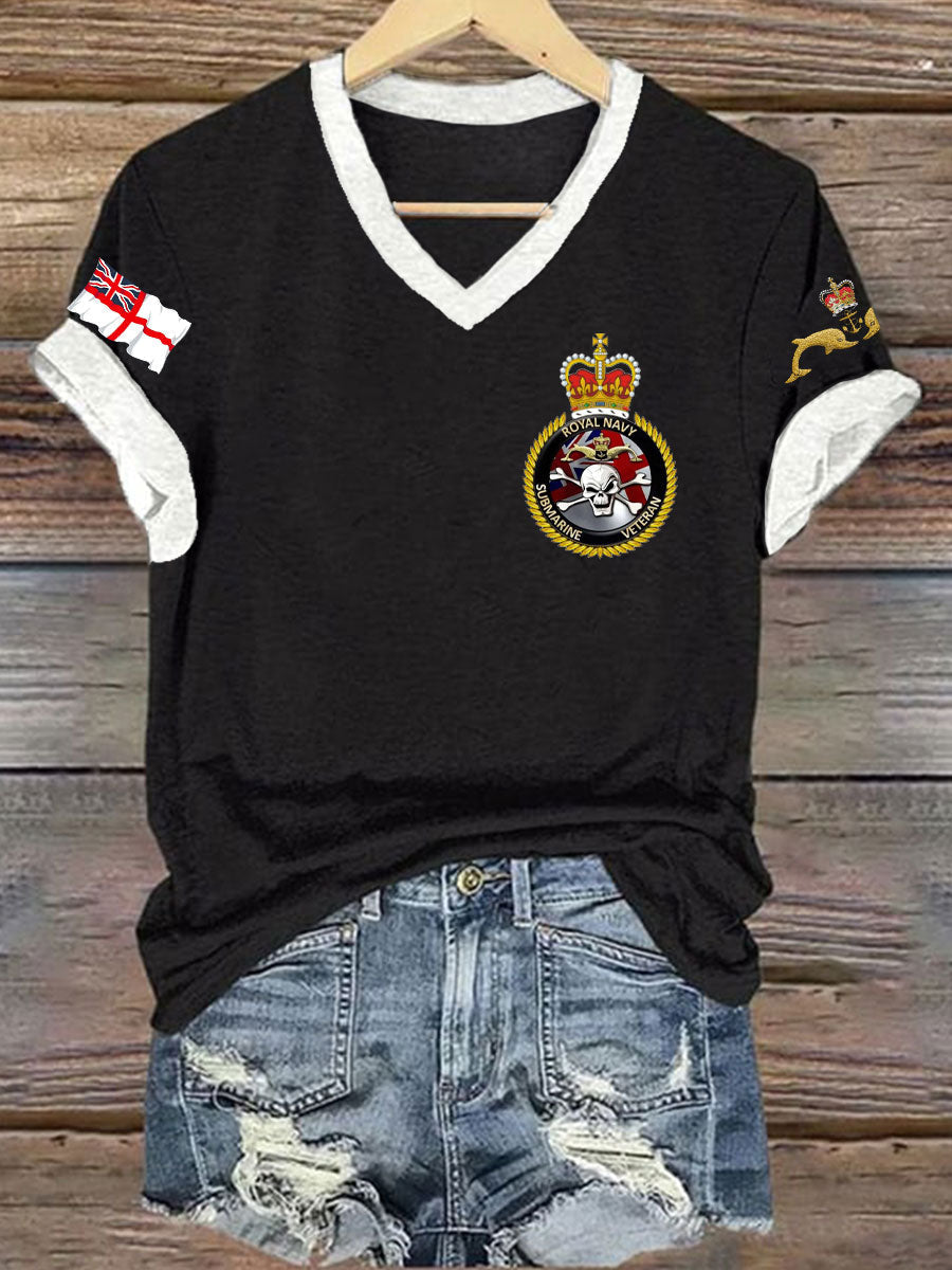 Women's Navy Veteran Printed T-shirt