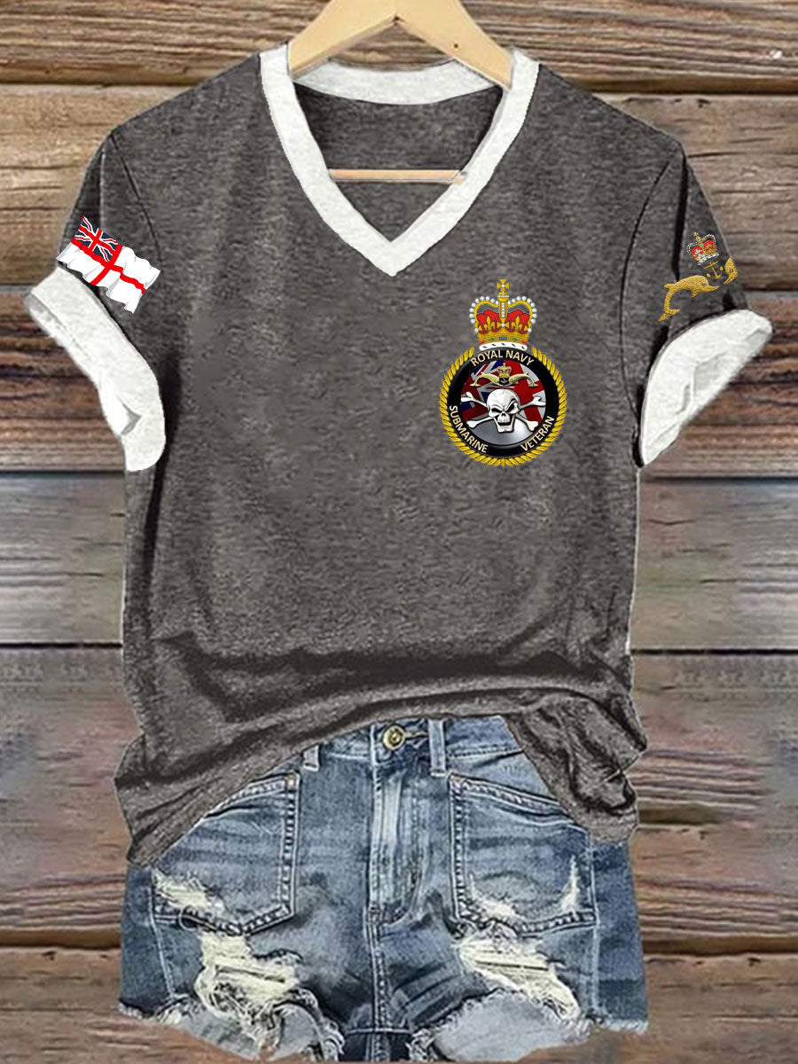 Women's Navy Veteran Printed T-shirt