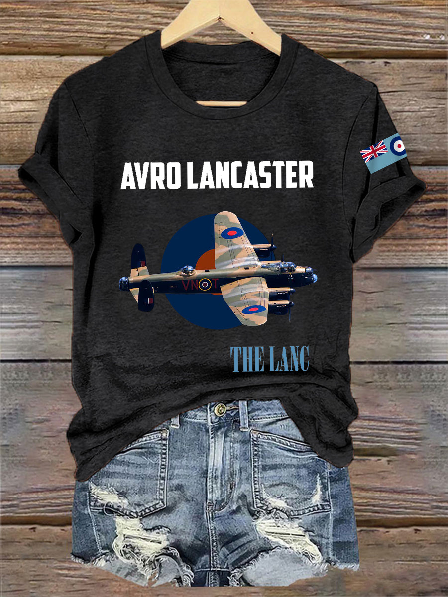 Women's Vintage Avro Lancaster Print Casual Tee