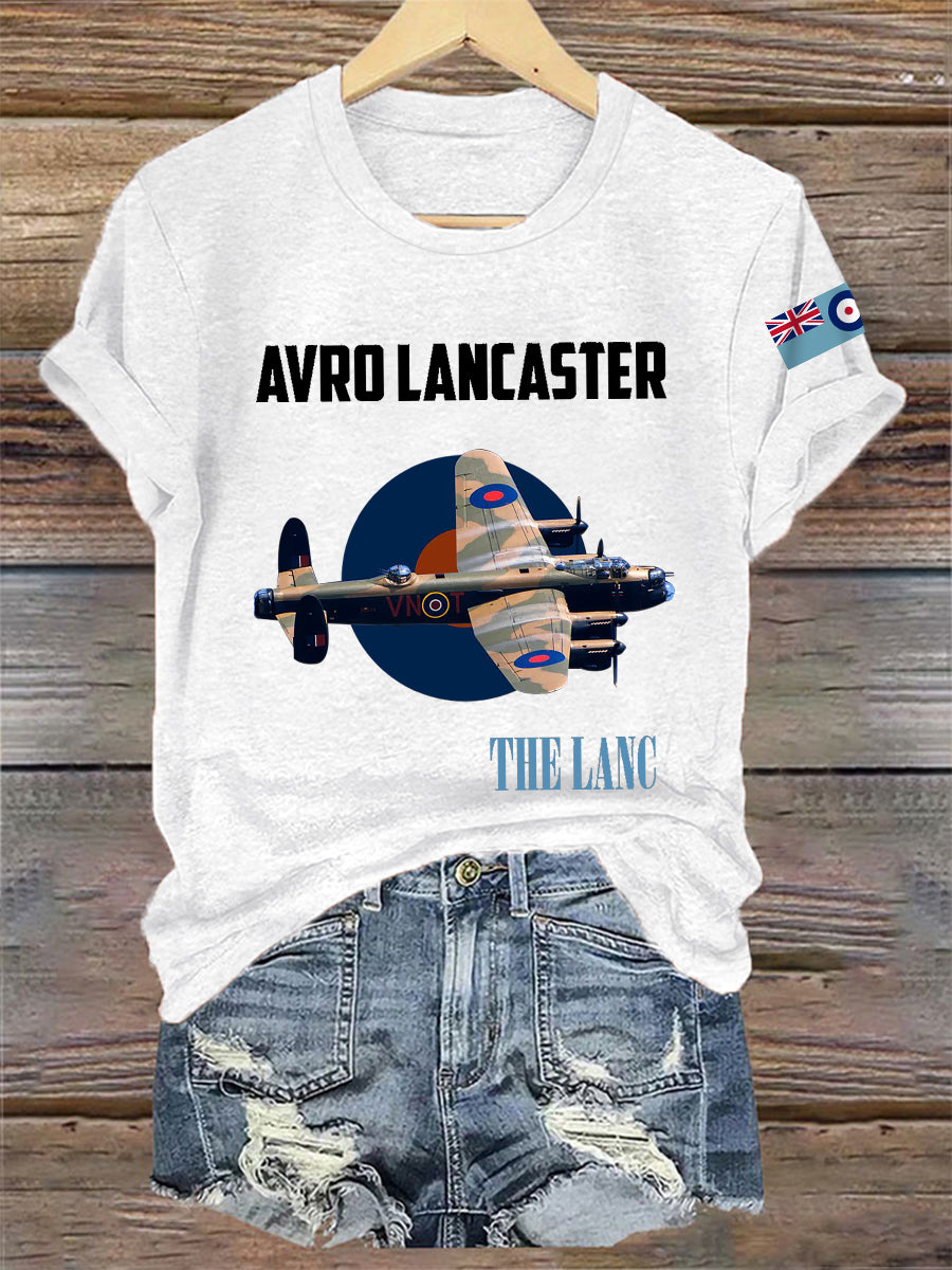 Women's Vintage Avro Lancaster Print Casual Tee