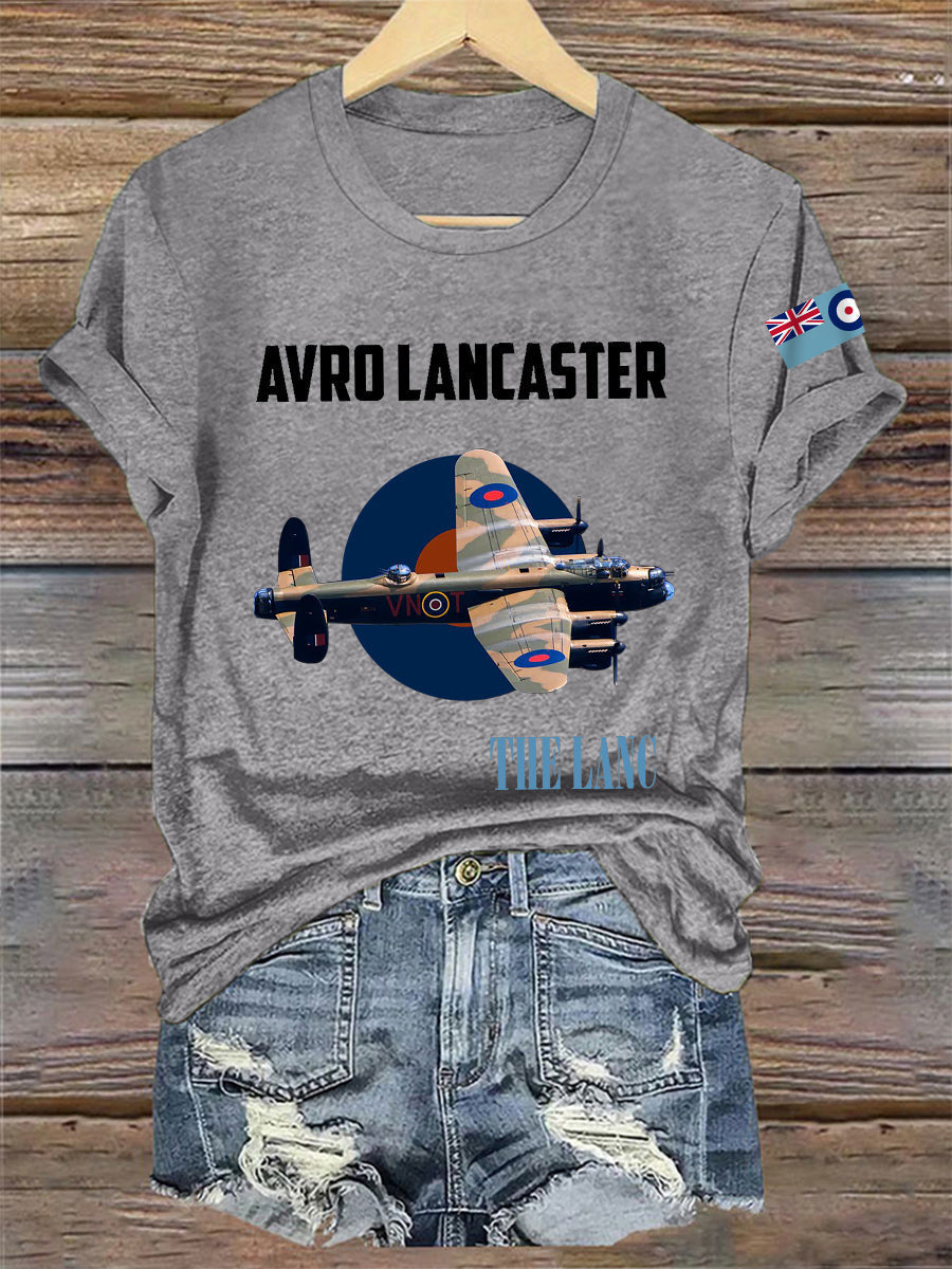 Women's Vintage Avro Lancaster Print Casual Tee