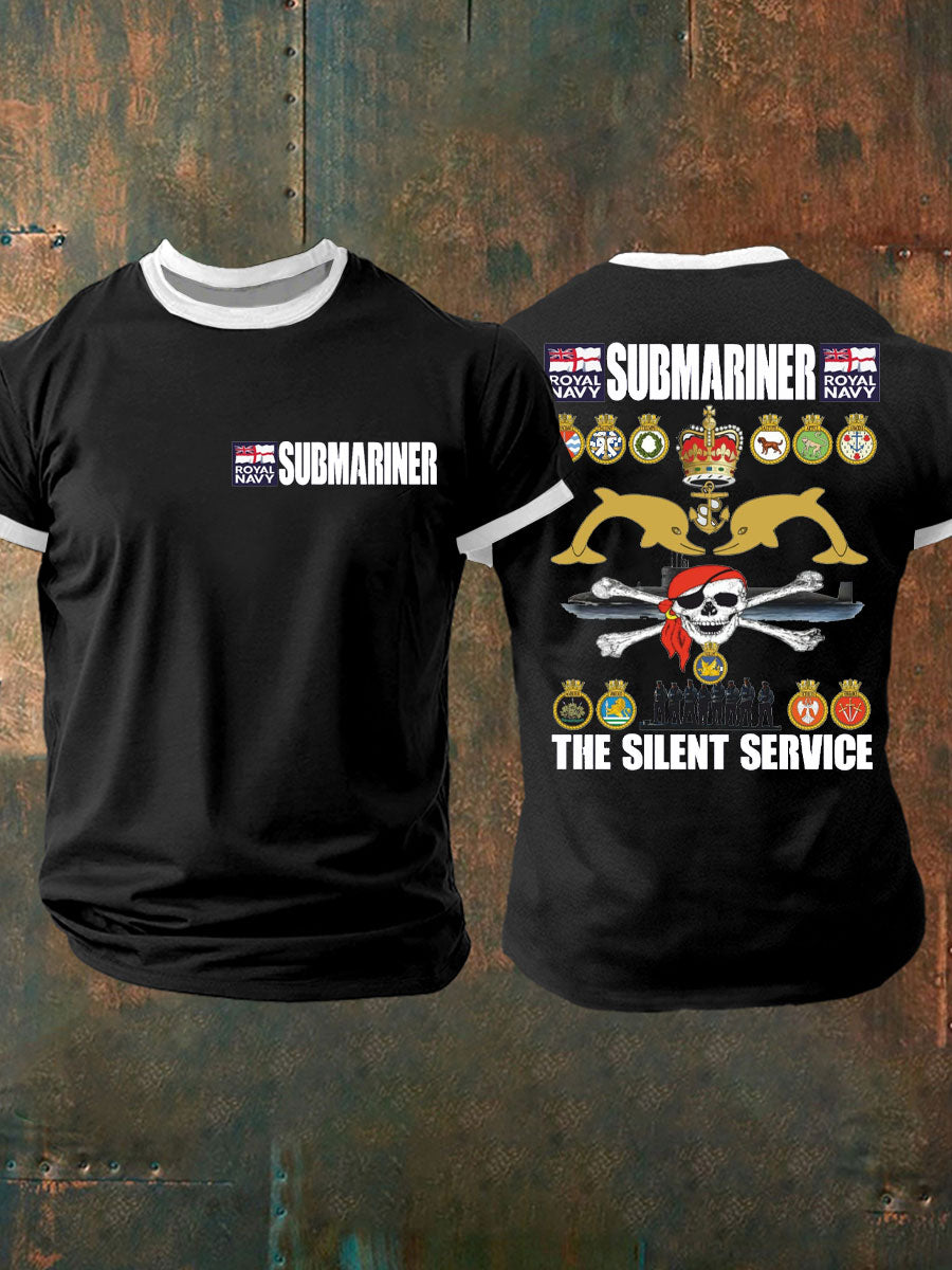 Men's Navy Veteran Submarine Printed T-shirt