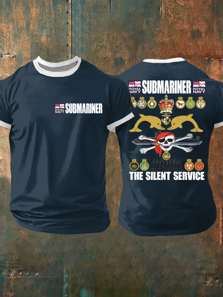 Men's Navy Veteran Submarine Printed T-shirt