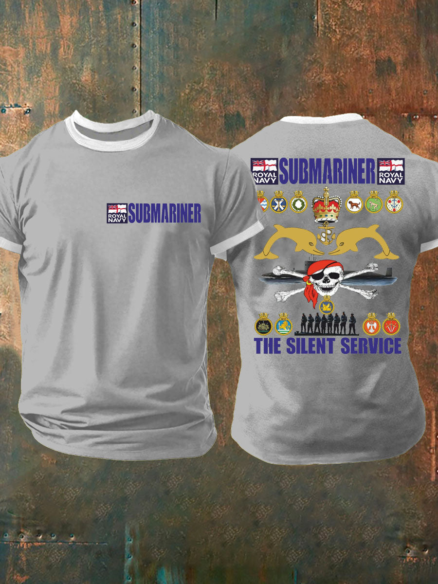 Men's Navy Veteran Submarine Printed T-shirt