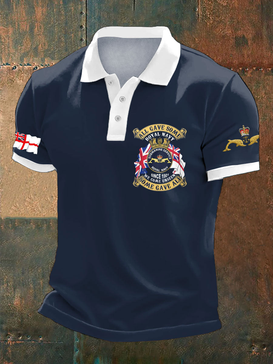 Men's Navy Veteran Submarine Printed Casual Tops