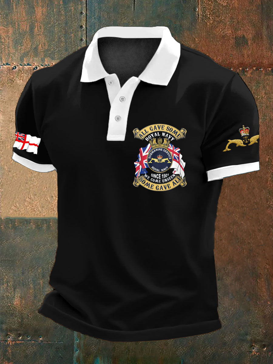 Men's Navy Veteran Submarine Printed Casual Tops