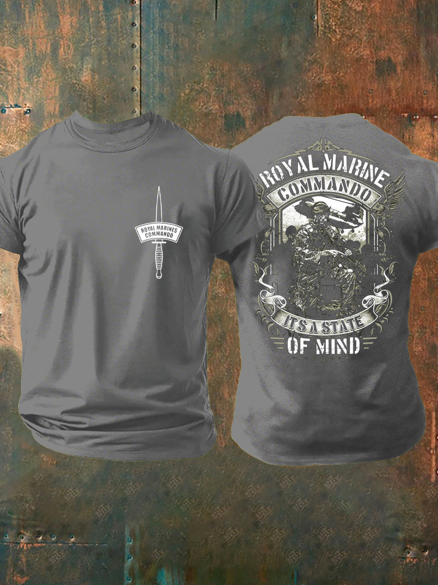Men's Navy Veteran Marine Commando Printed Casual Tops
