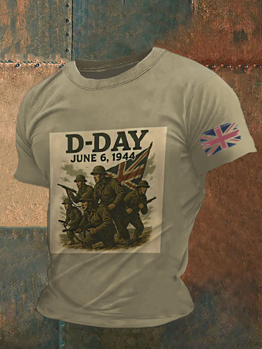 Normandy Invasion Printed Vintage Fashion Loose Short Sleeve T-Shirt