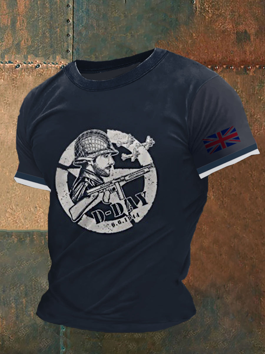 Normandy Invasion Printed Vintage Fashion Loose Short Sleeve T-Shirt