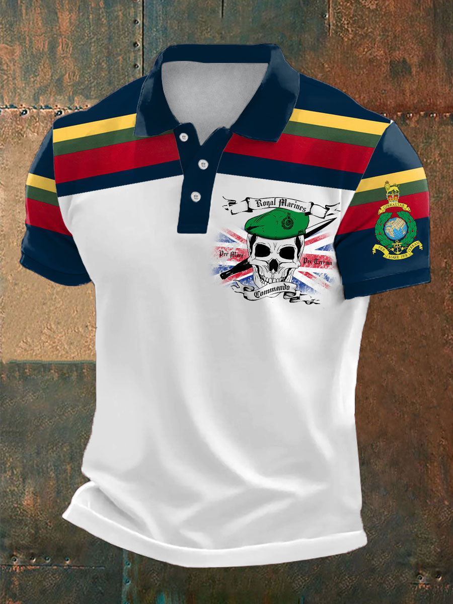 Men's Navy Veteran Printed Casual Tops