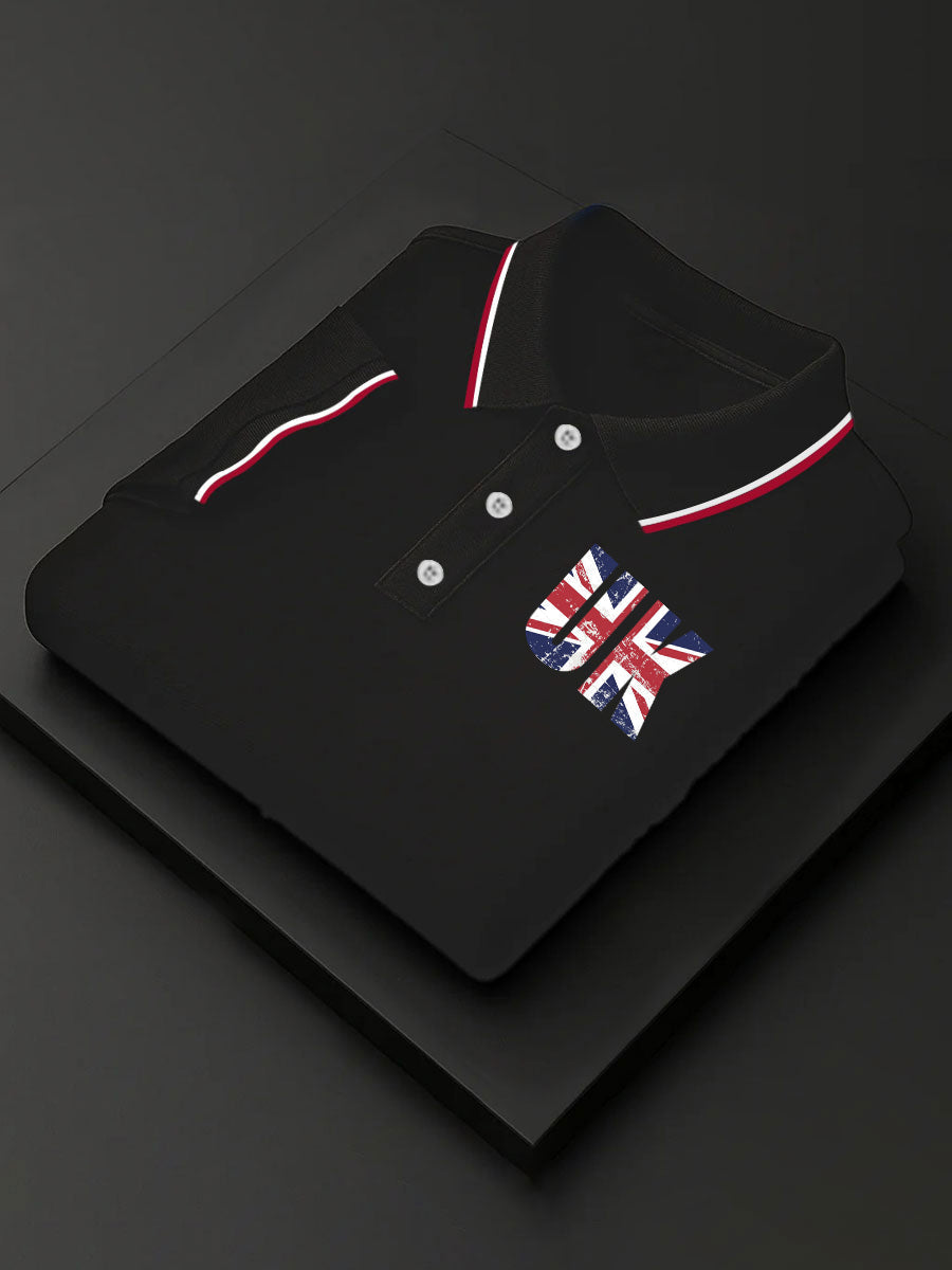 Men's United Kingdom Flag Business Style Short Sleeve Shirt