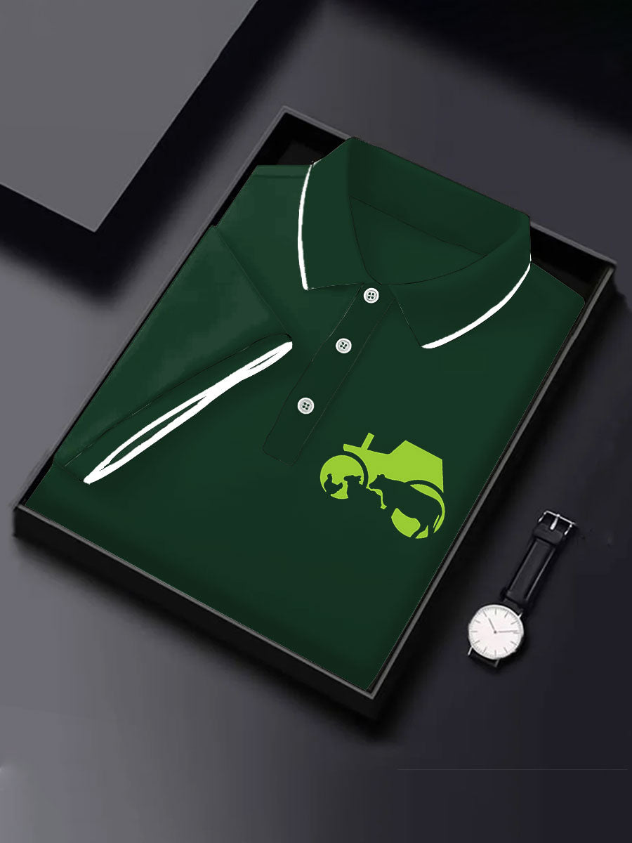 Men's British Farming Printed Casual Tops