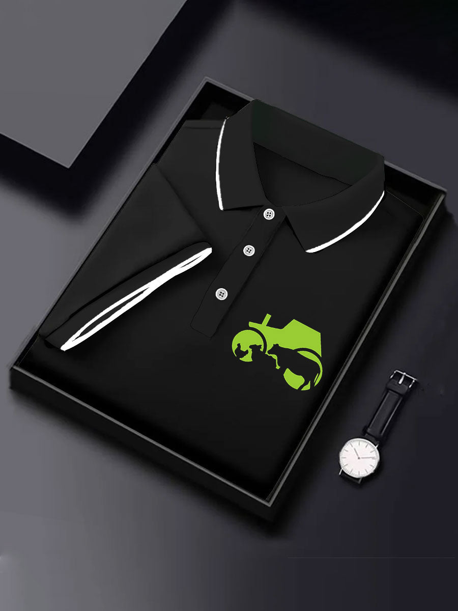 Men's British Farming Printed Casual Tops