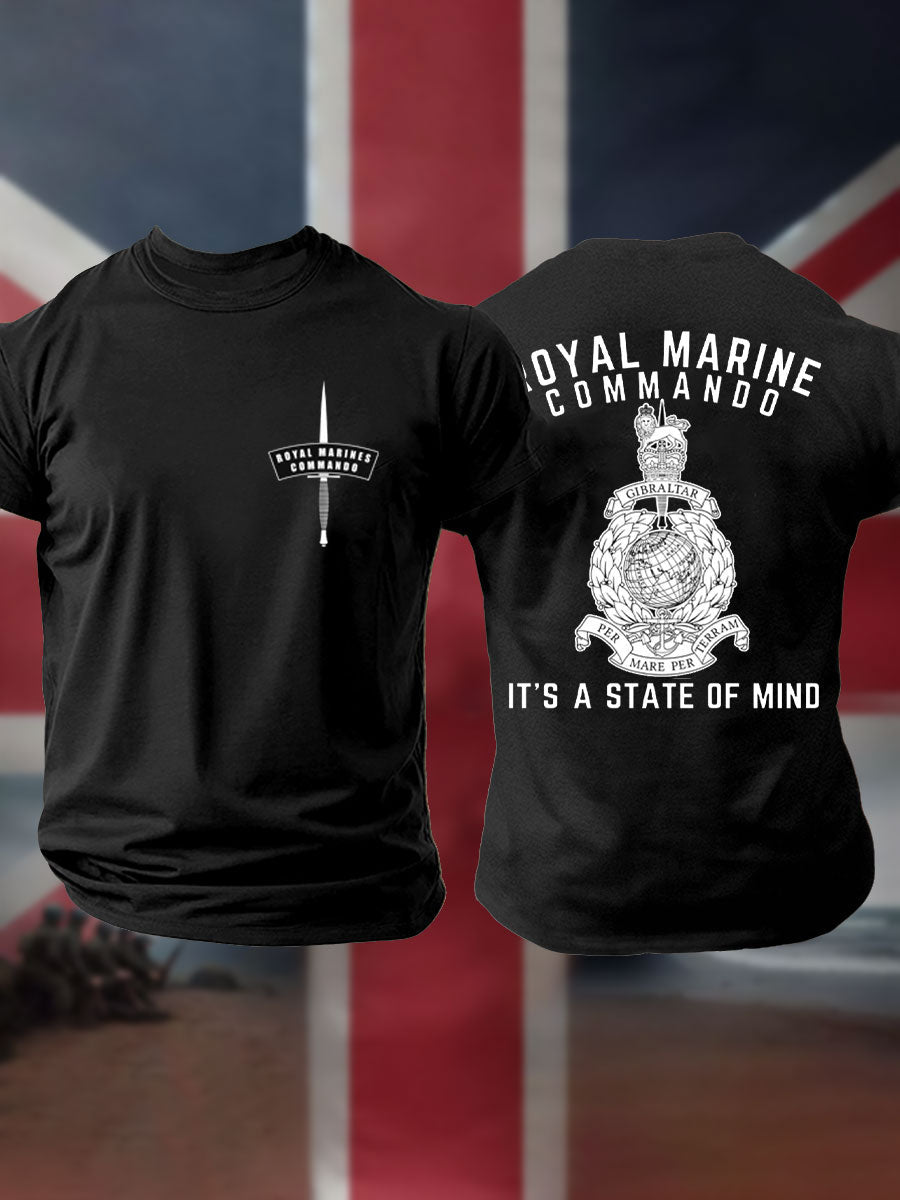 Men's Navy Veteran Marines Commando Printed T-shirt