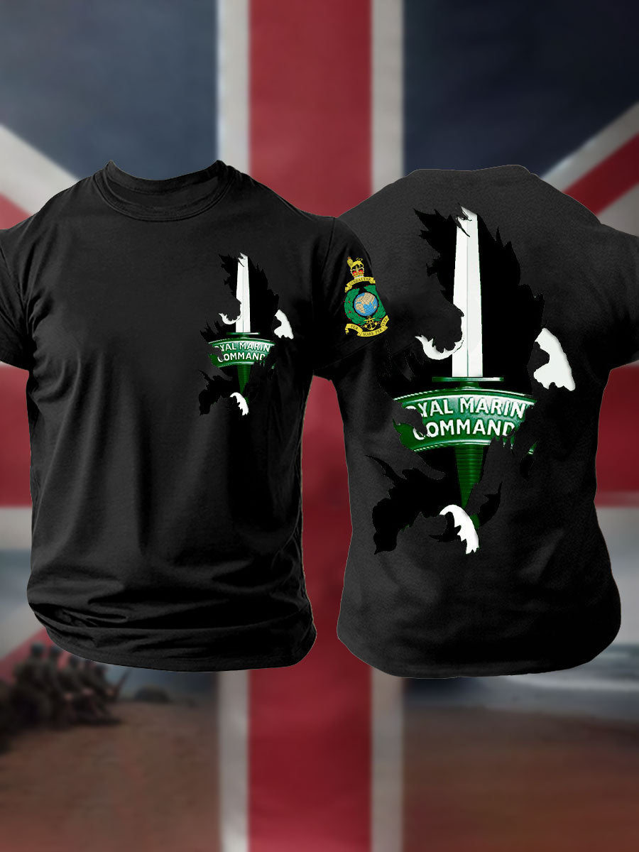 Men's Navy Veteran Marines Commando Printed T-shirt