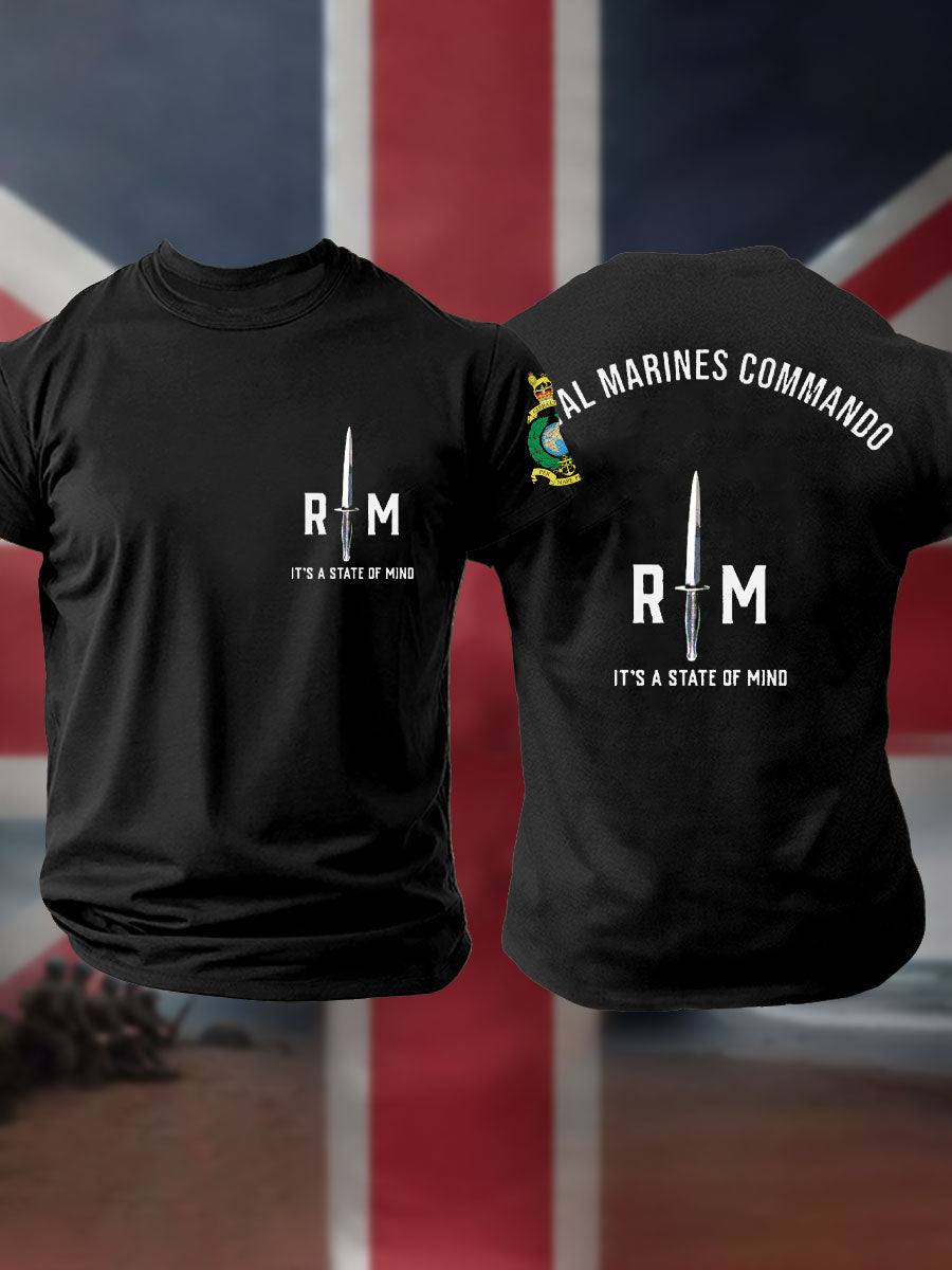Men's Navy Veteran Marines Commando Printed T-shirt