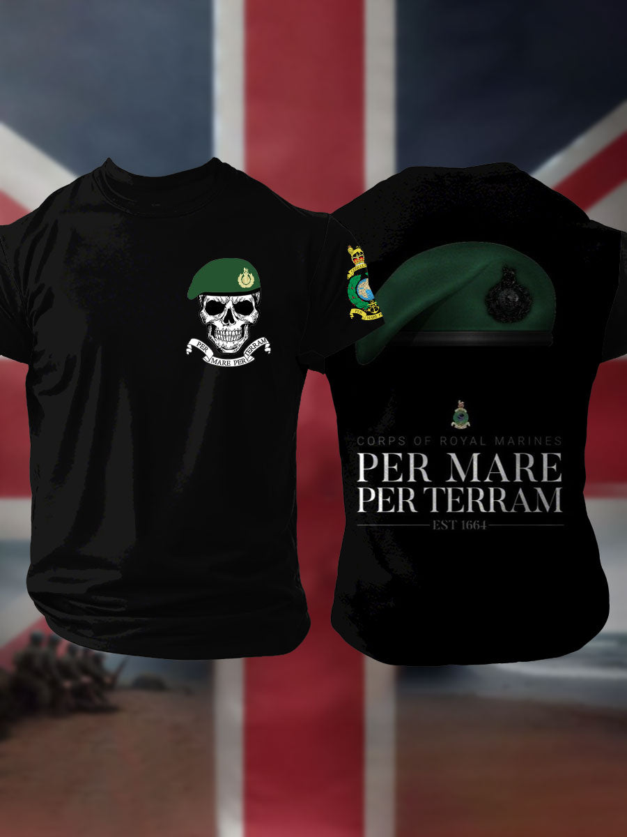 Men's Navy Veteran Marines Commando Printed T-shirt