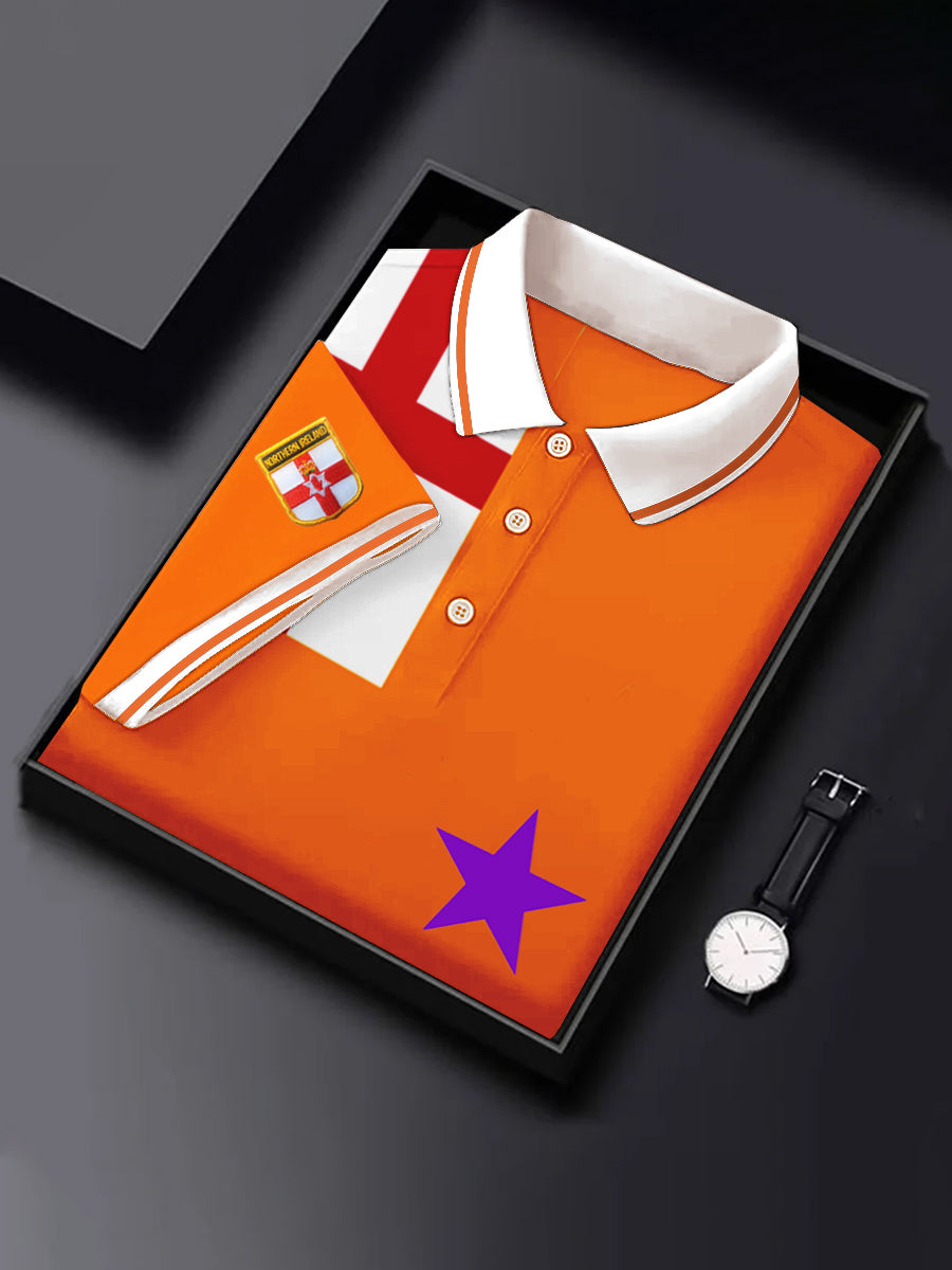 Men's Orange Brotherhood Flag Print Casual Top