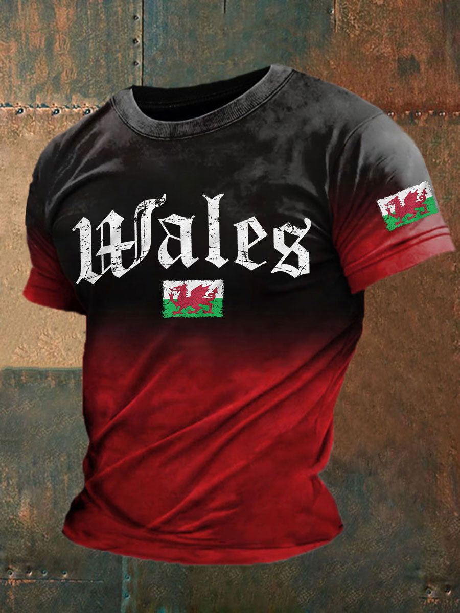 Men's Welsh Print Casual T-shirt