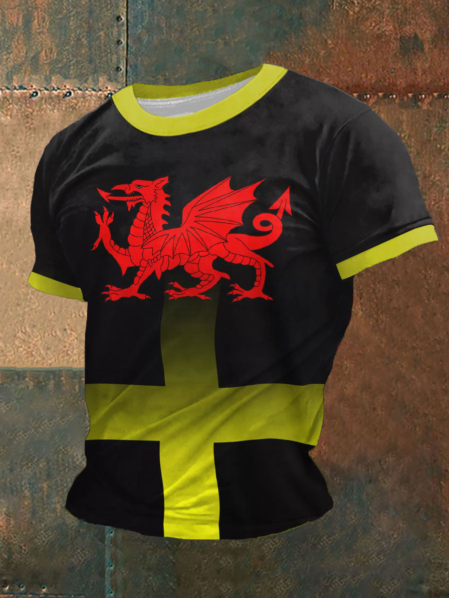 Men's Welsh Print Casual T-shirt