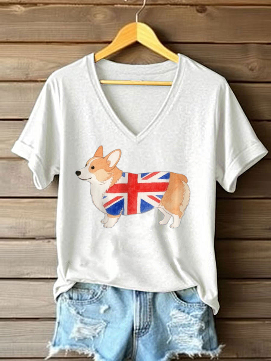 Women's Lovely Corgi Print short-sleeved T-shirt