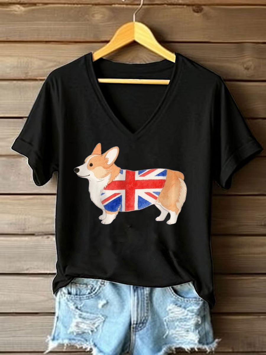 Women's Lovely Corgi Print short-sleeved T-shirt