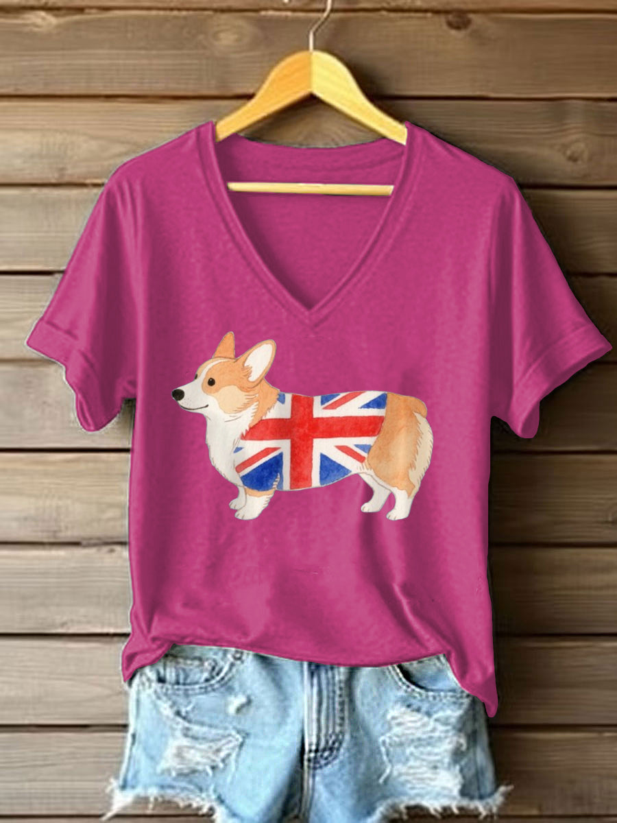 Women's Lovely Corgi Print short-sleeved T-shirt
