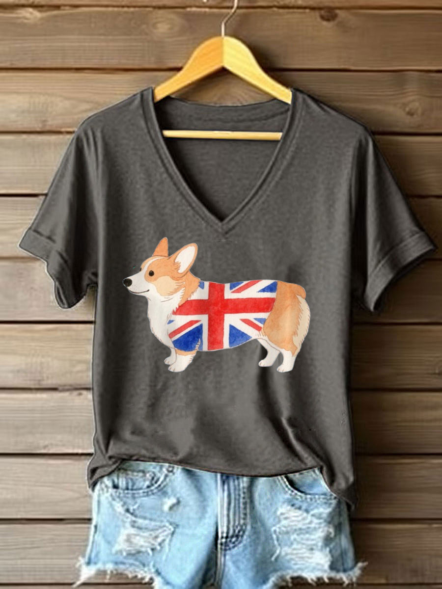 Women's Lovely Corgi Print short-sleeved T-shirt