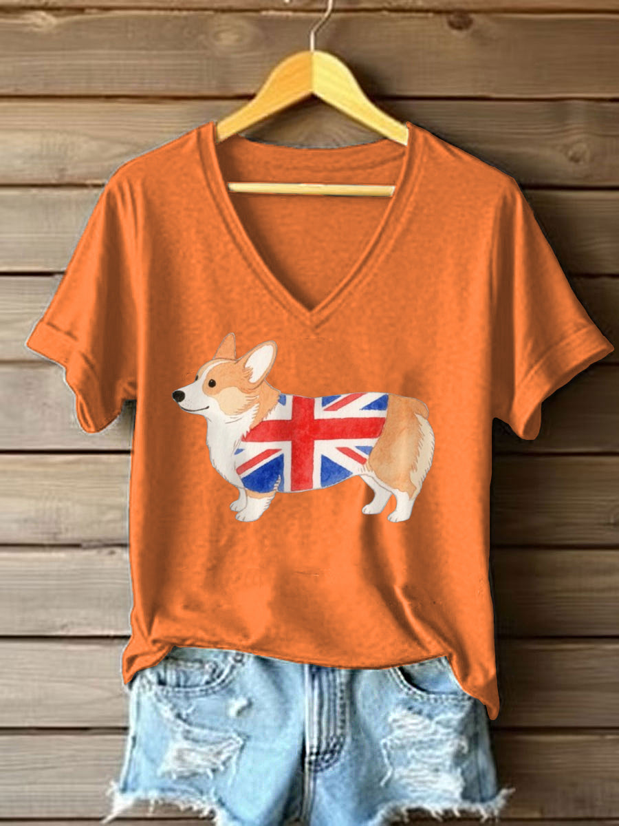 Women's Lovely Corgi Print short-sleeved T-shirt