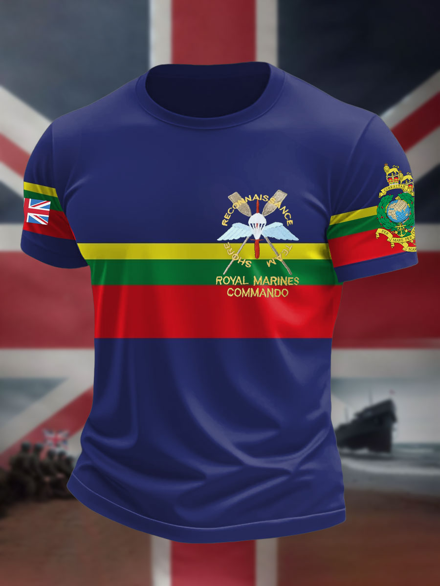 Men's Navy Veteran Marines Commando Printed T-shirt