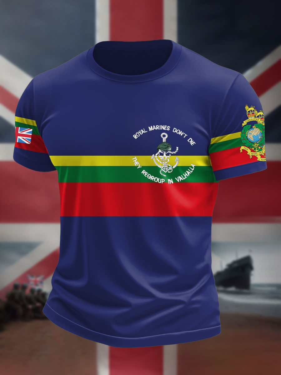 Men's Navy Veteran Marines Printed T-shirt