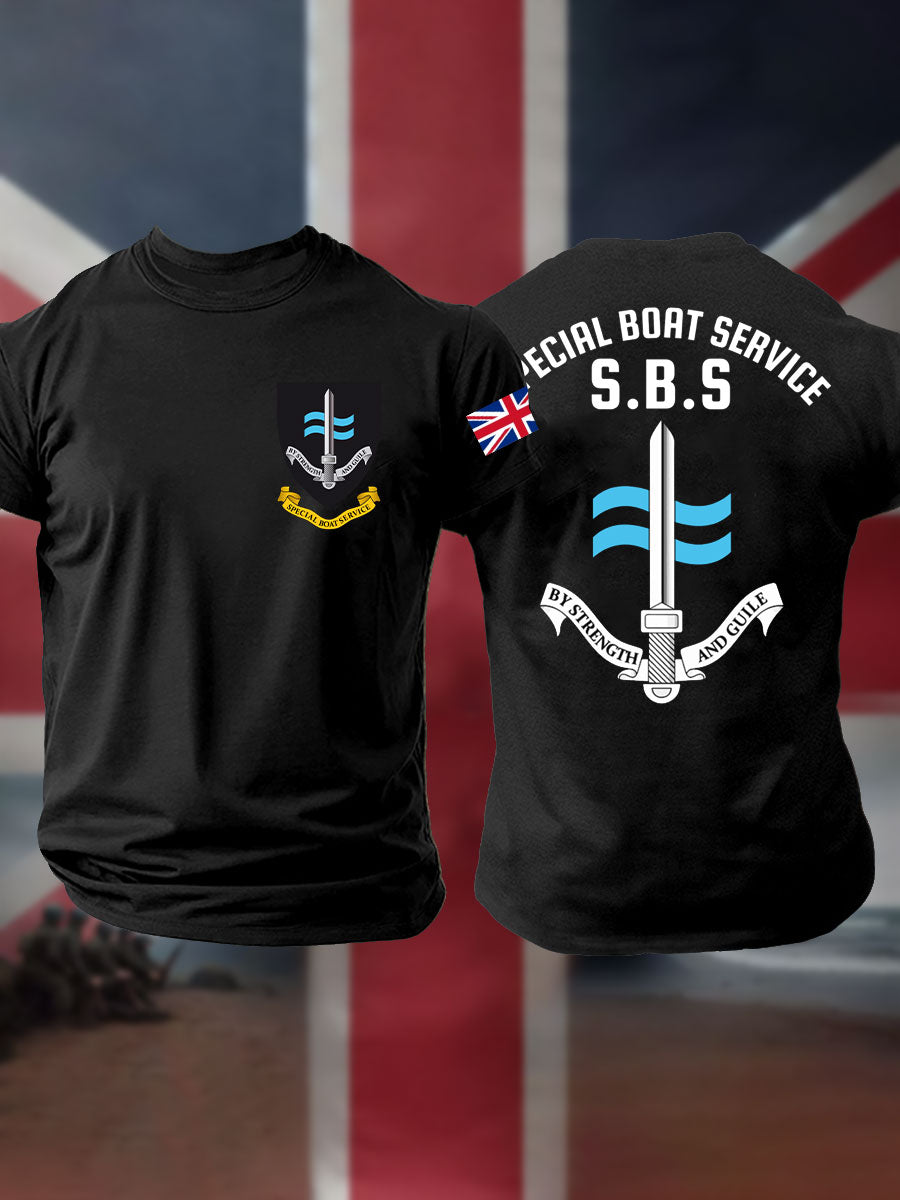 Men's SBS Special Boat Service Navy Veteran Printed T-shirt