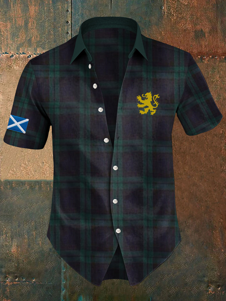 Men's Scotland Flag Printed Short Sleeve Shirt