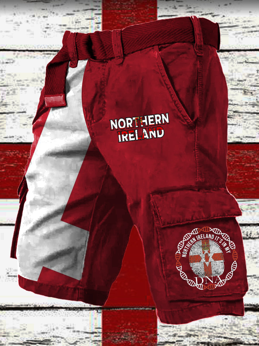 Men's Northern Ireland printed pocket Belt Shorts