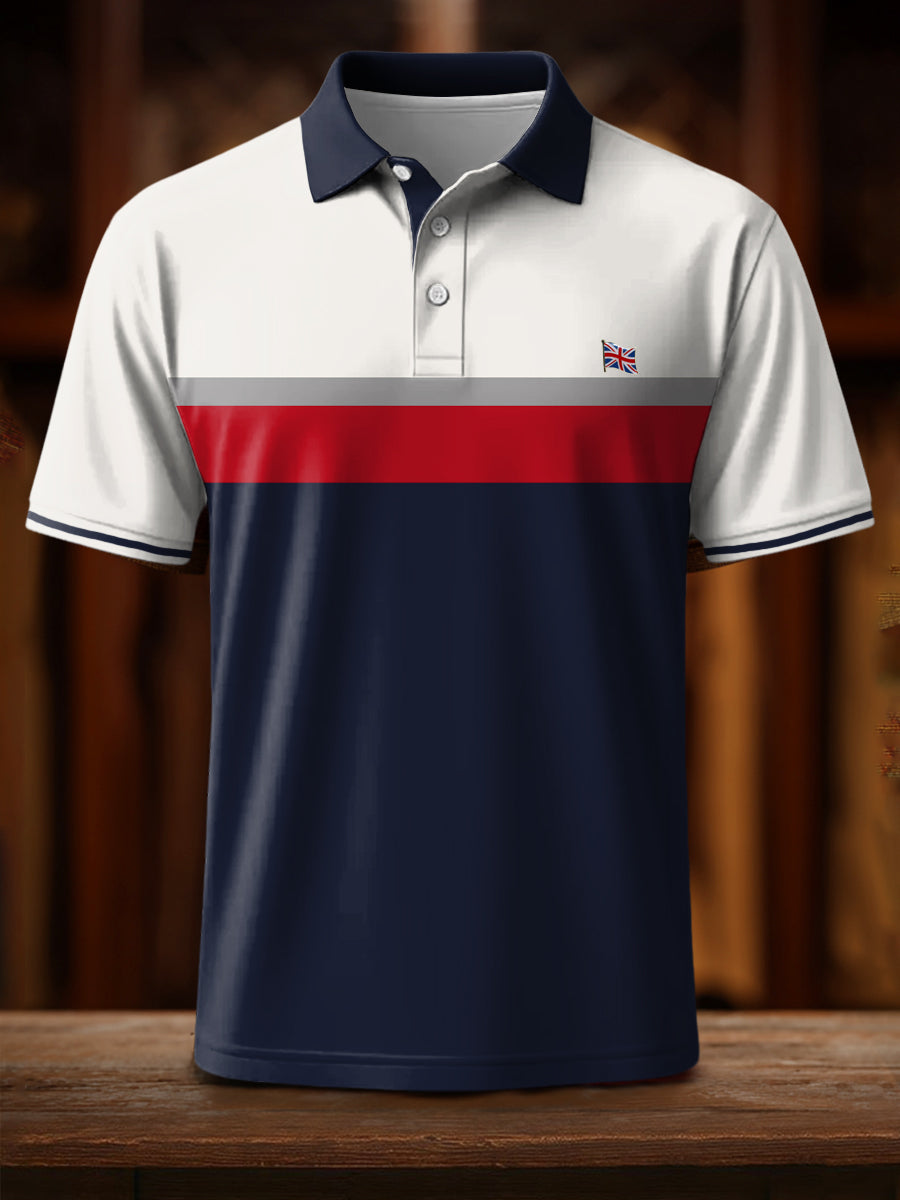 Men's UK Flag Colorblock Stripes Print Casual Top