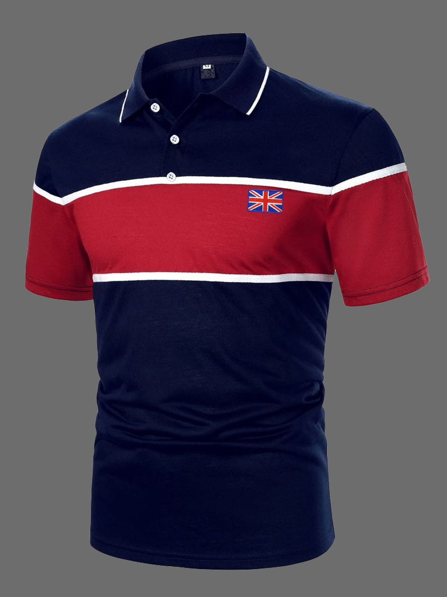 Men's UK Flag Colorblock Print Casual Top
