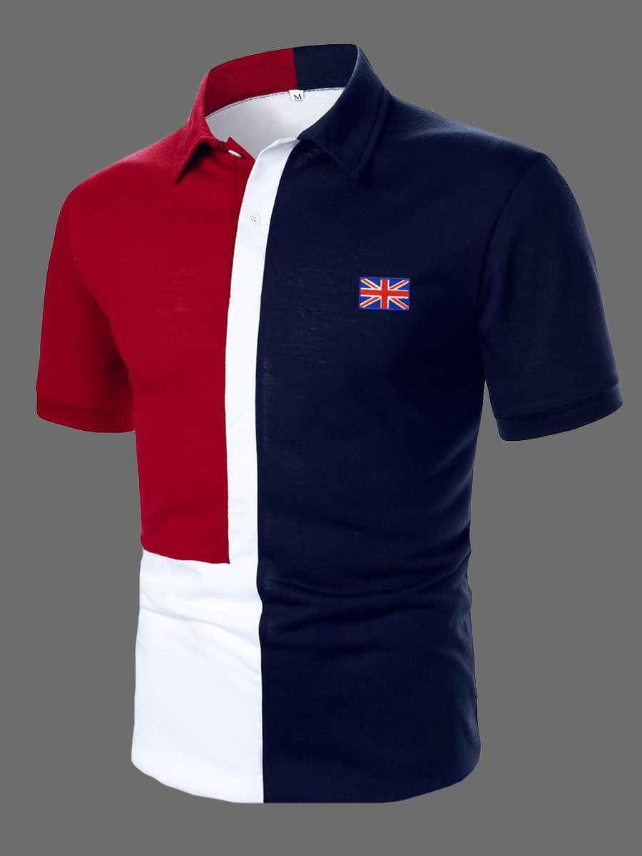 Men's UK Flag Colorblock Print Casual Top