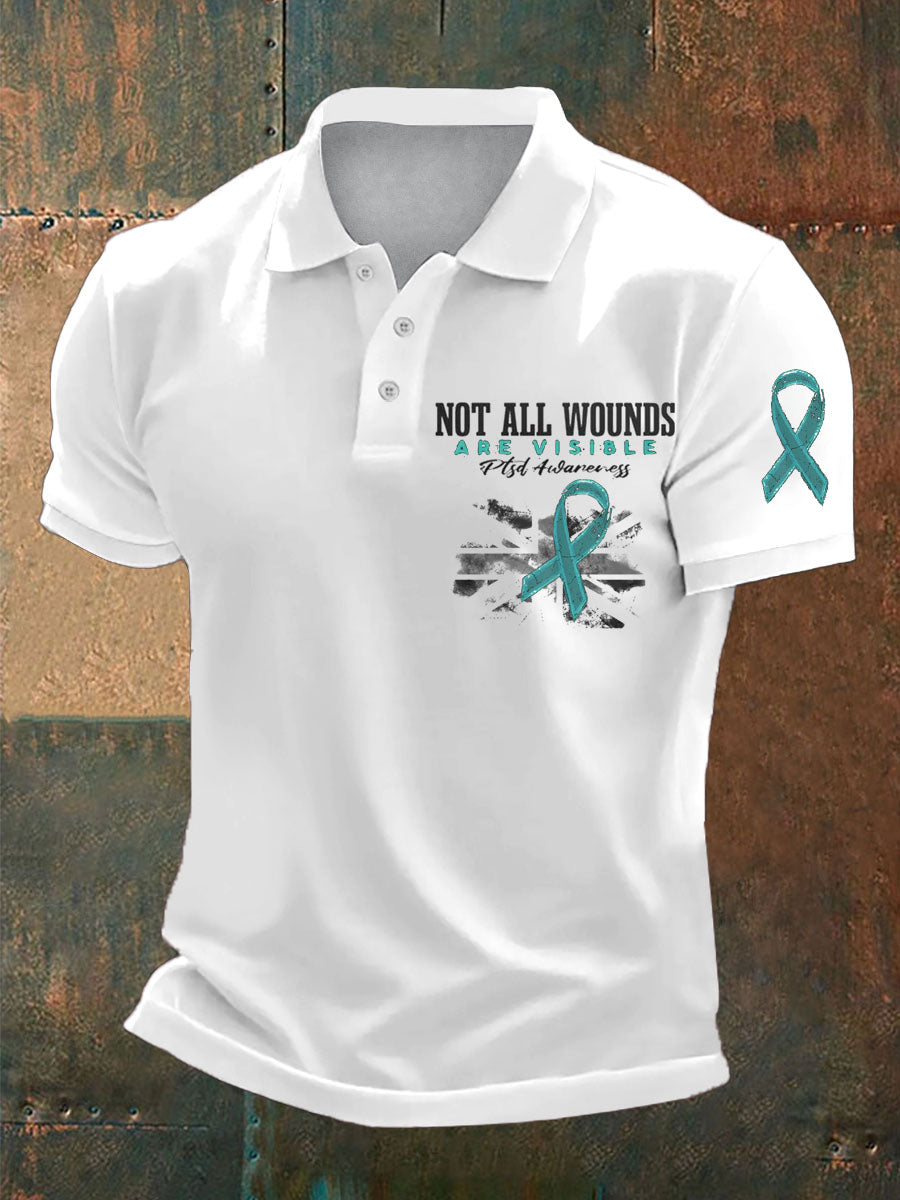 Men's PTSD Awareness Veteran Printed Casual Tops