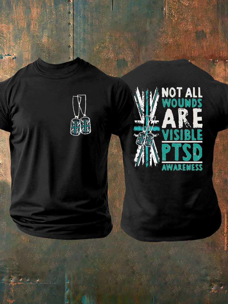 Men's UK PTSD Awareness Veteran Printed T-shirt
