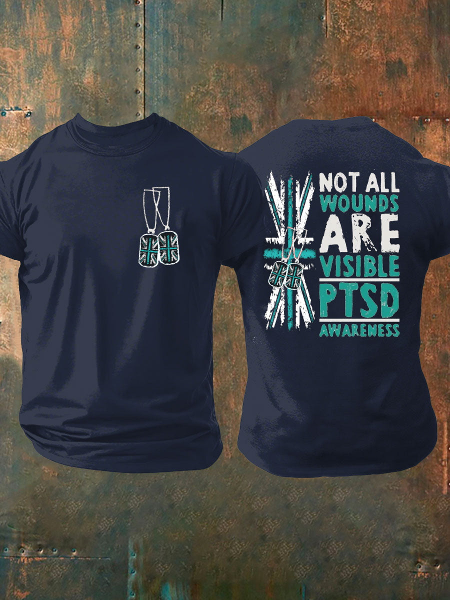 Men's UK PTSD Awareness Veteran Printed T-shirt