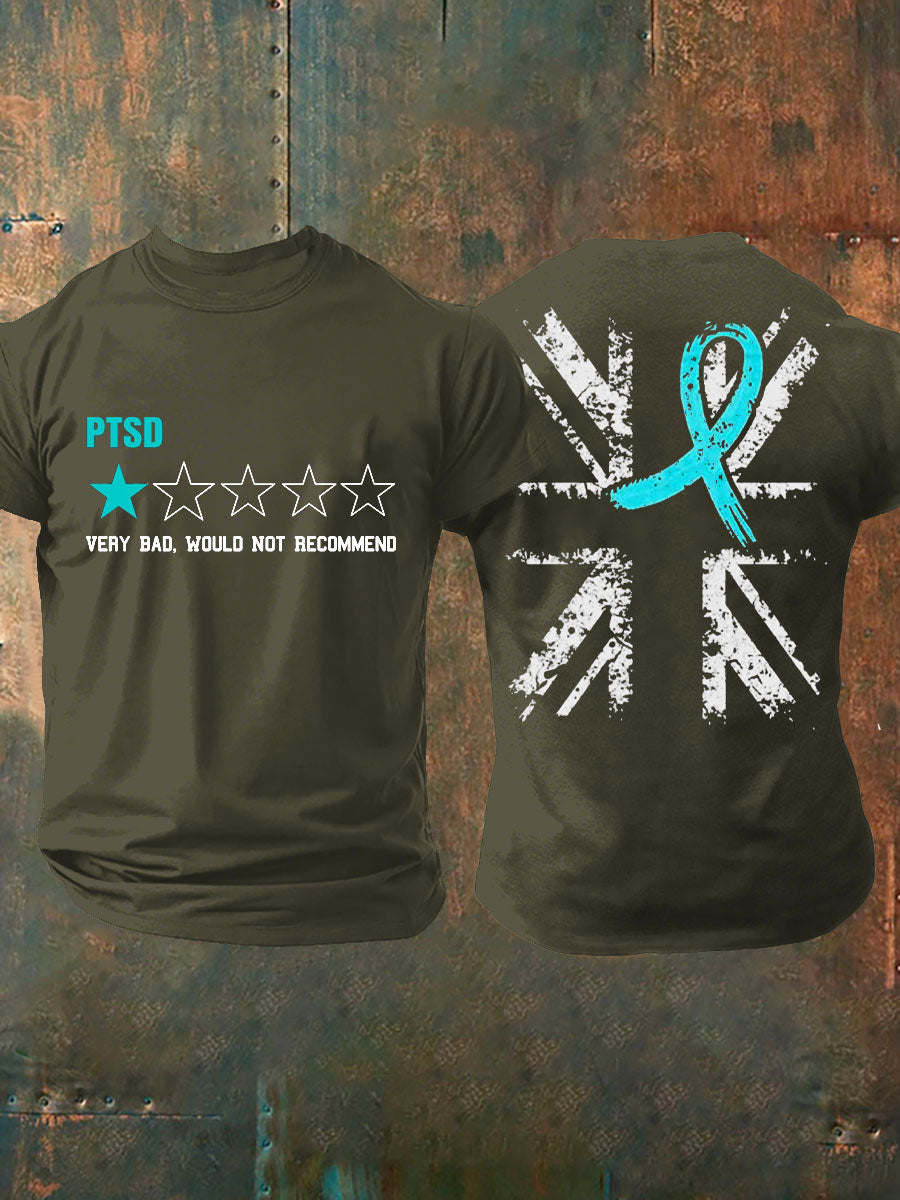 Men's PTSD Awareness Veteran Printed T-shirt