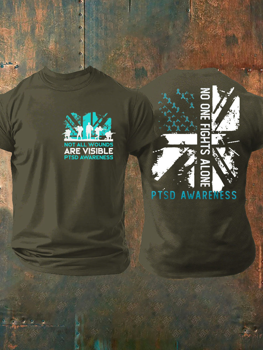 Men's PTSD Awareness Veteran Printed T-shirt
